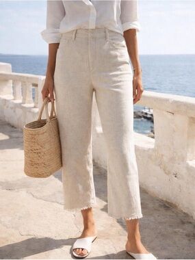 Massimo Dutti Linen Blend Cropped Pants – Size 8